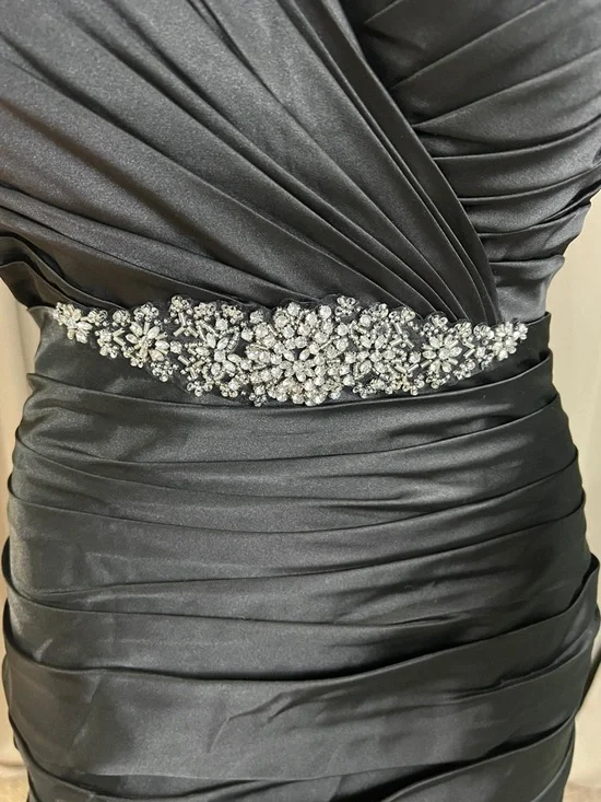 Bill Levkoff Strapless Black Evening Gown with Beaded Waist - Picture 4 of 5